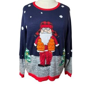 Jolly‎ Sweaters Ugly Christmas Sweater Santa Claus Size XXL Hunter Hunting Party